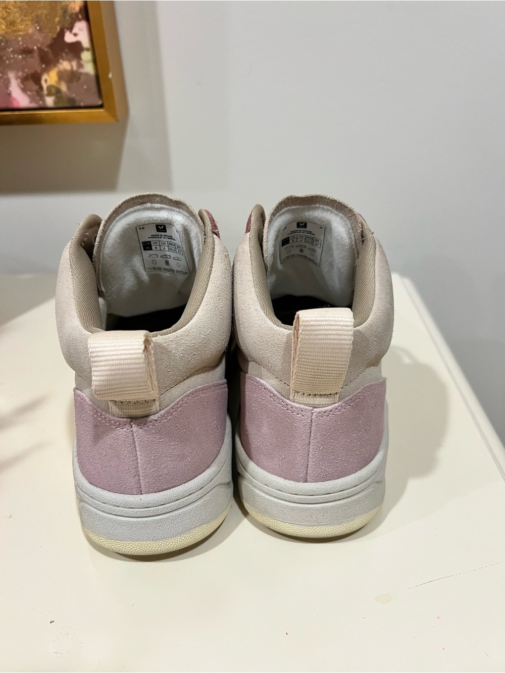 Veja Mid-Top Sneakers in Pink, Peach & Cream - Picture 5 of 5